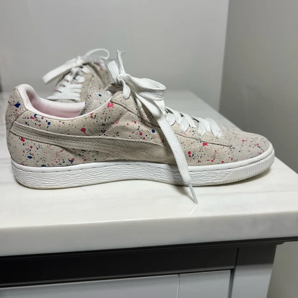 Puma Men's Natural Paint Splatter Sneakers‎ Suede Classic Allo Gray Size 8.5